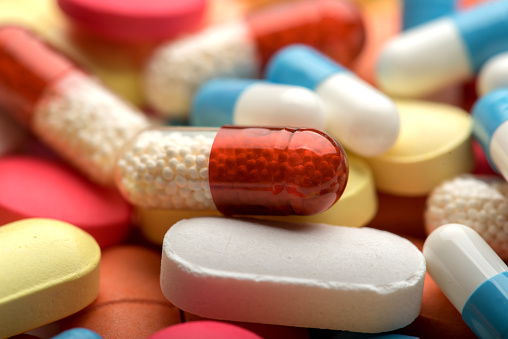 Multicolored Isolated Pills and Capsules