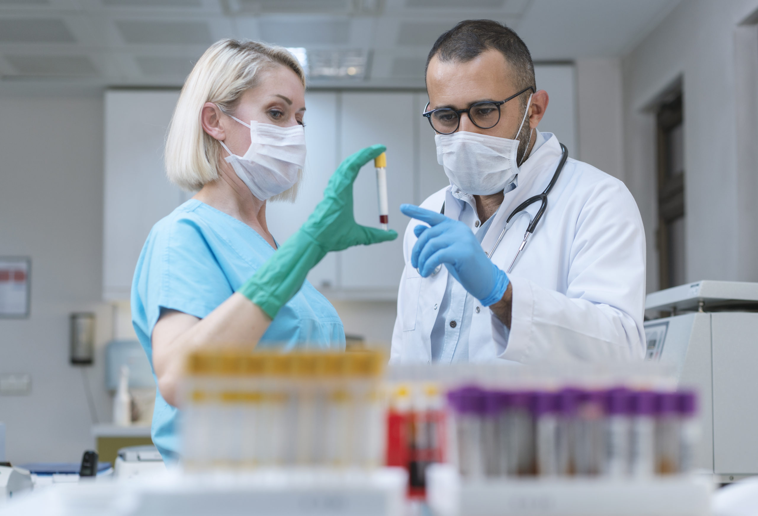 Covid-19 Concept, Laboratory technicians making blood tests in hospital