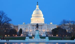 US Capitol lit up at night