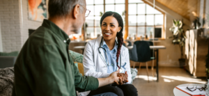 Female doctor talking to patient