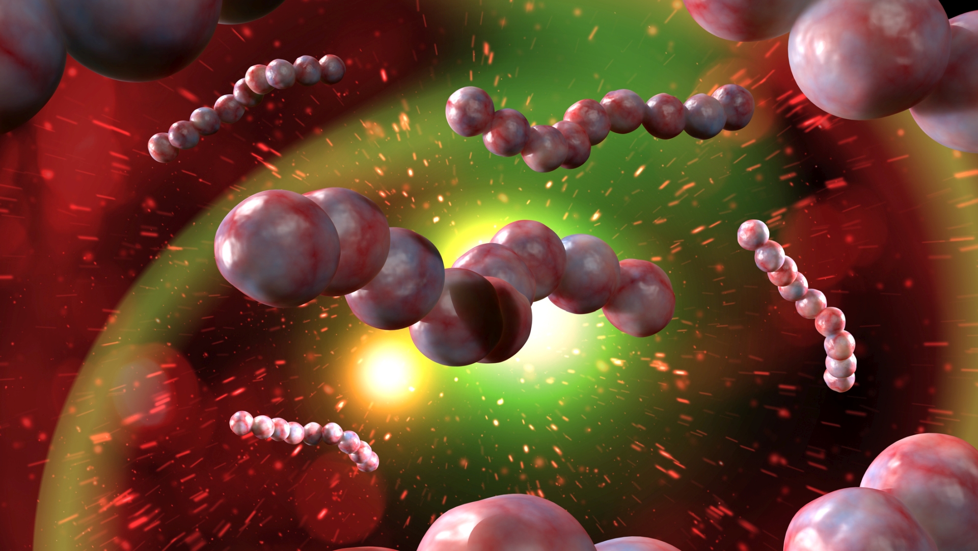 Strep throat also known as Streptococcus Pneumonia bacteria in mouth 3D digital illustration