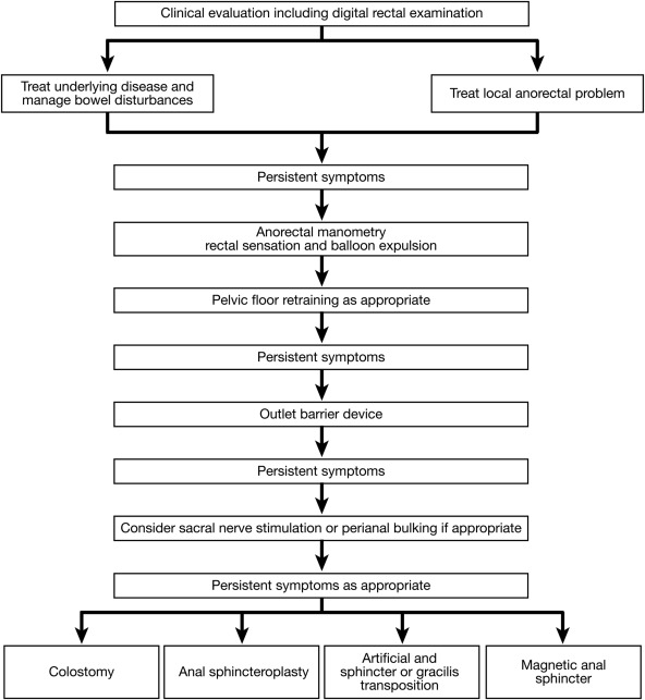 Surgical interventions and the use of device-aided therapy for the treatment of fecal incontinence and defecatory disorders