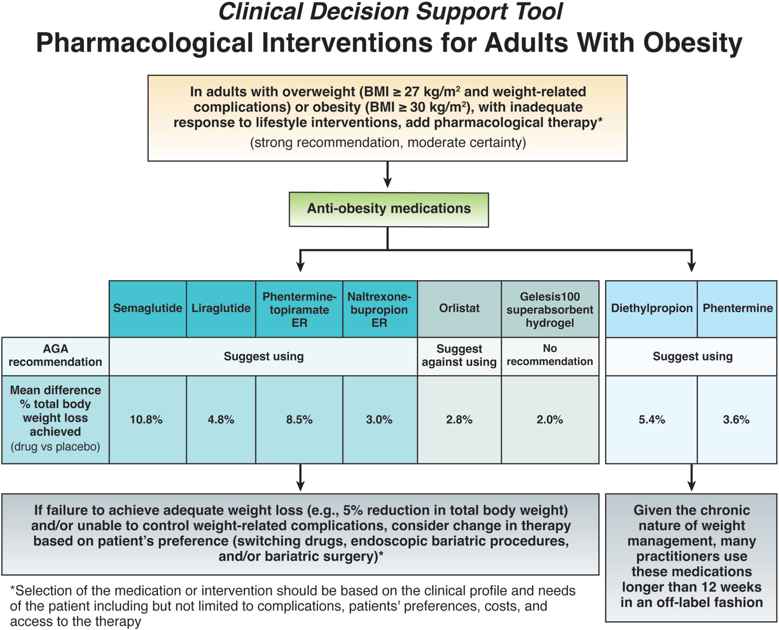 Clinical decision support tool for choosing medications for adults with obesity
