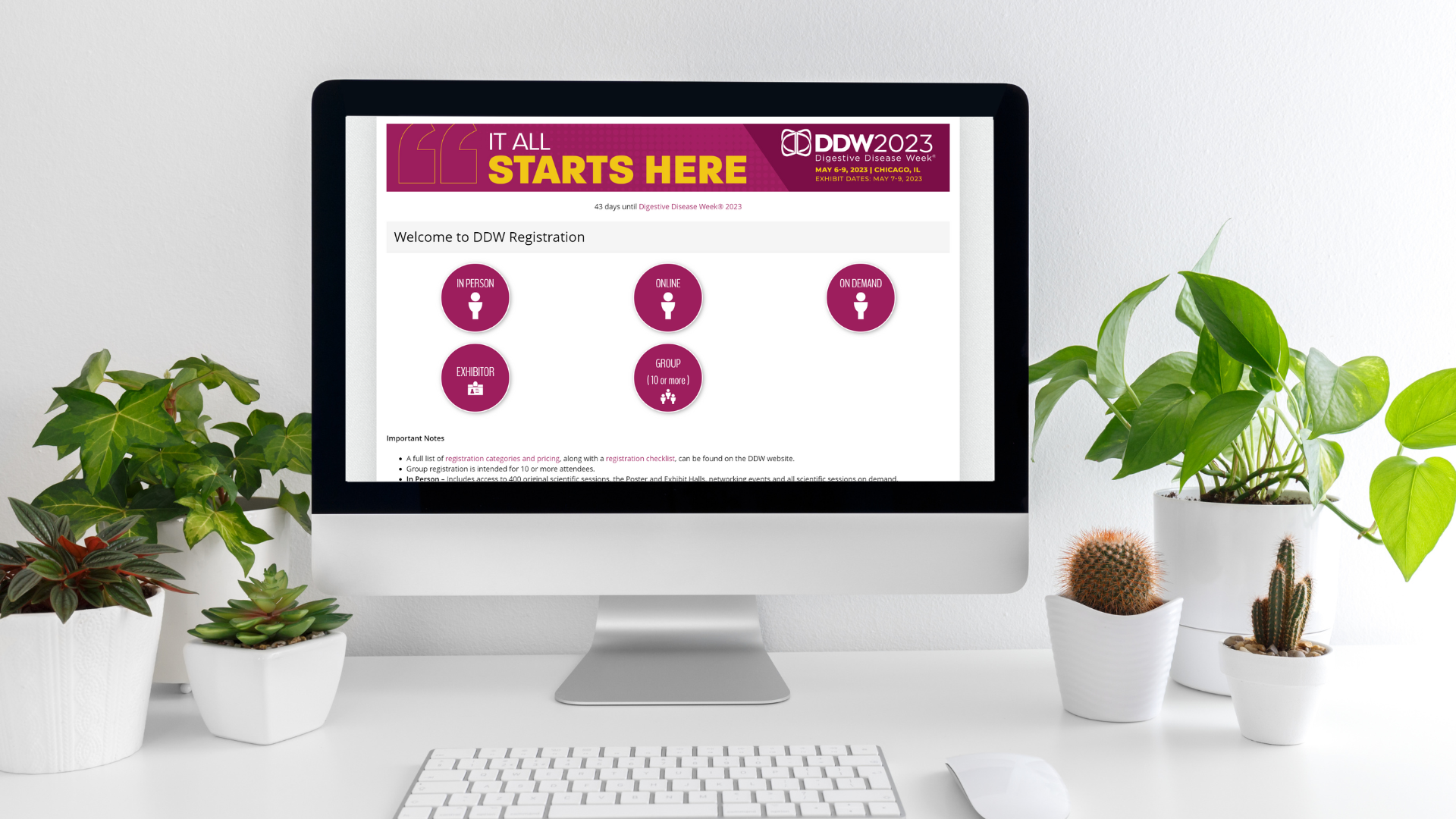 Computer screen with DDW site