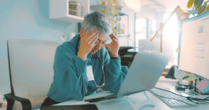 Sad, headache or burnout doctor