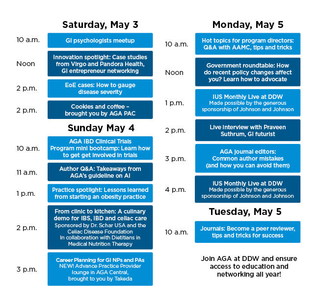 AGA Central events schedule
