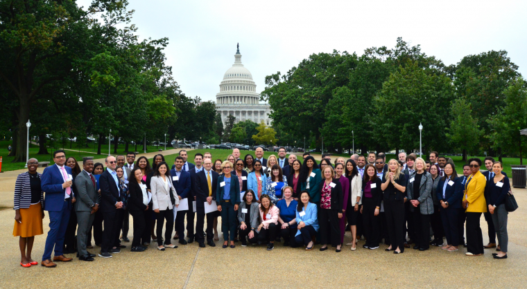 AGA members and patient advocates pose for a group photo in front of the U.S. Capitol.