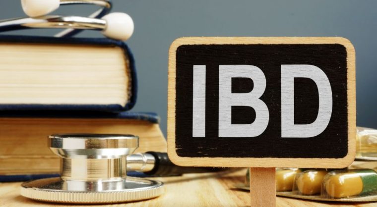 Blackboard with sign inflammatory bowel disease IBD and stethoscope.