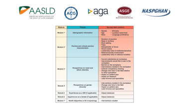 Intersociety logos and chart showing DEI module themes