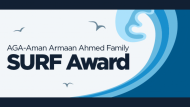Graphic with text: AGA-Aman Armaan Ahmed Family SURF Award