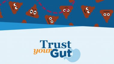 Trust Your Gut logo with poop emojis
